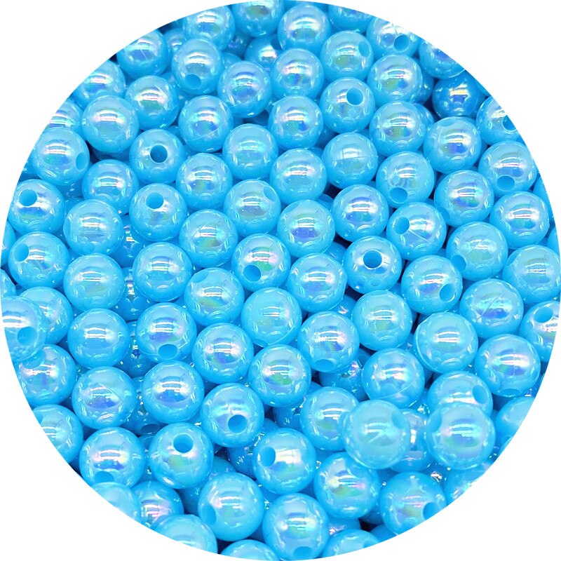6 8 10mm AB Color Plating Acrylic Beads Loose Spacer Round Garment Jewelry Making DIY #Ro
