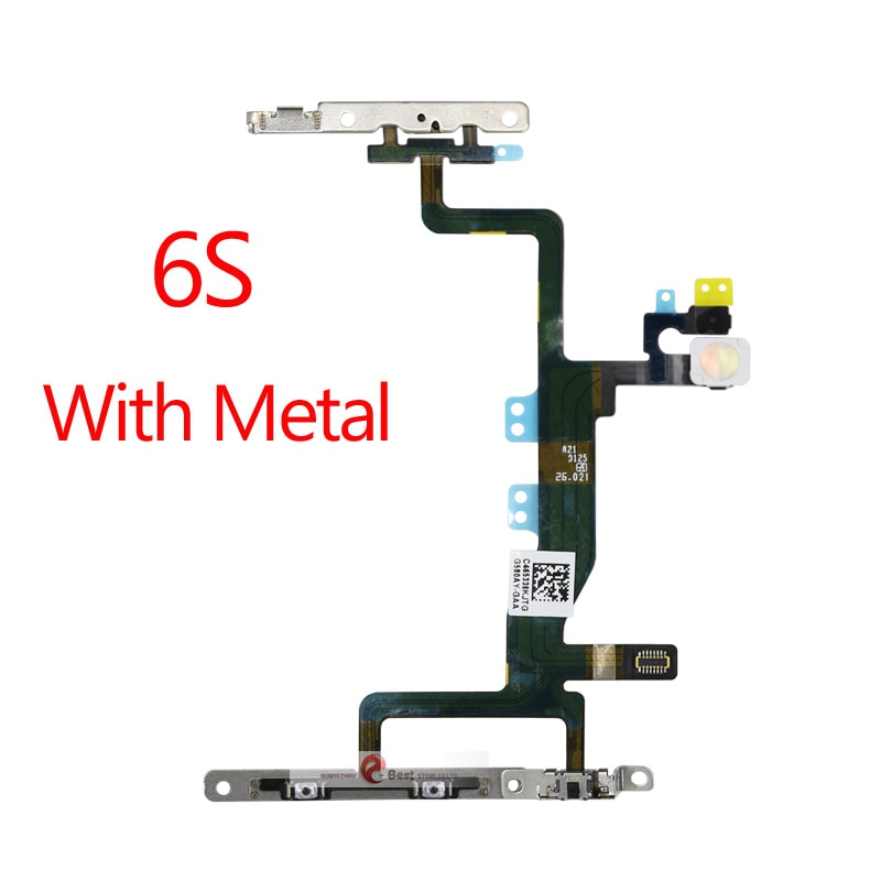 Power Flex dla iPhone 5G SE 6 6s 7 8 Plus 7G 8G 6G X XR XS MAX wyciszenie i przycisk głośności klucz przełącznika przewód zasilający z części metalowe