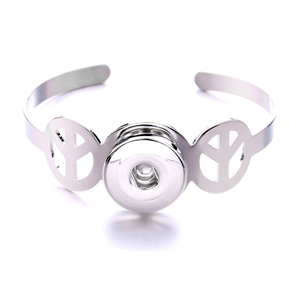 Snap Button Bracelet Cuff Bangle 20mm 18mm Metal Silver plated Snap Bracelet Fit Snaps Buttons Interchangeable Jewelry: 15