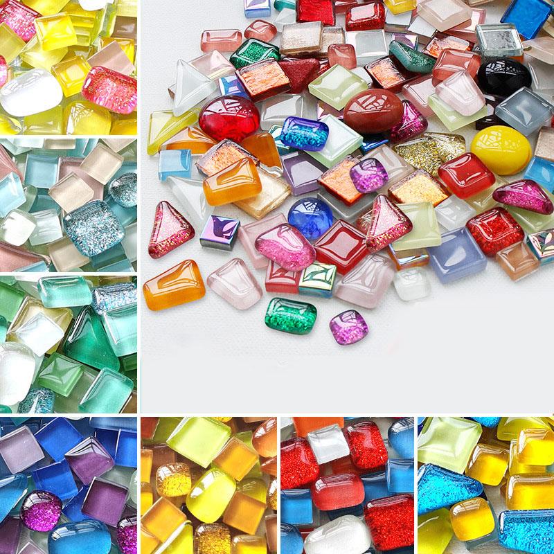 200g Stained Glass Supplies Diamond Mosaic Tiles Hobbies DIY Art Craft Supplies Mosaic Pieces Wall Mirror Stickers Strip Glass