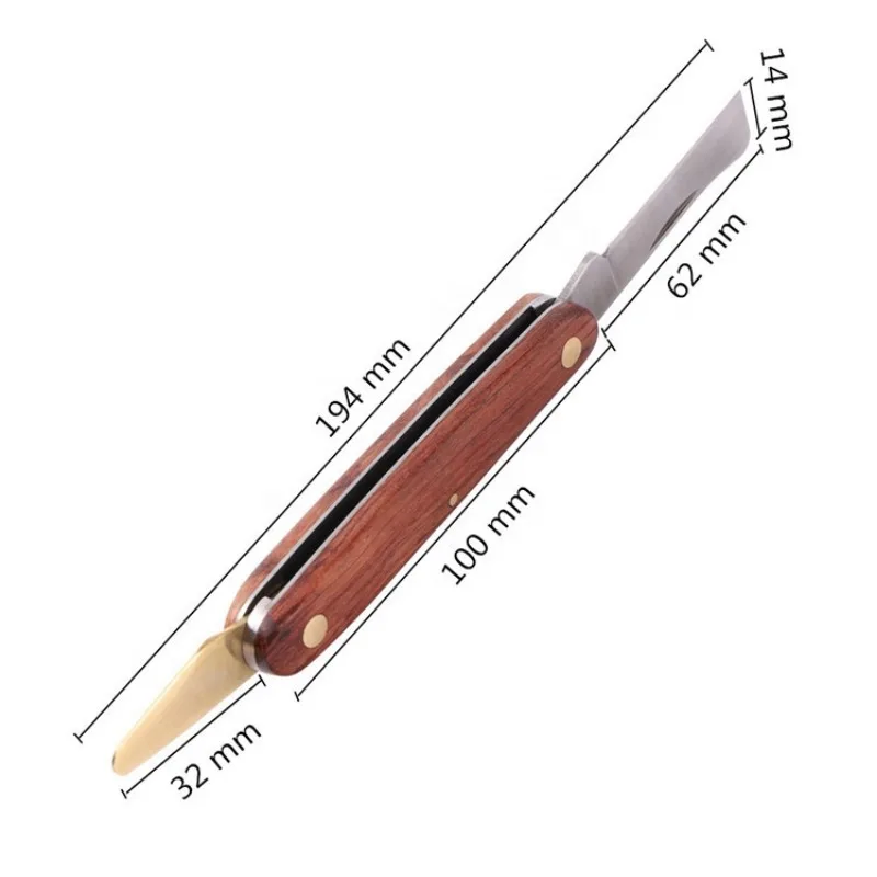 Grafting Tools Foldable Grafting Pruning Knife Garden Grafting Cutter Stainless Steel Wooden Handle Knife