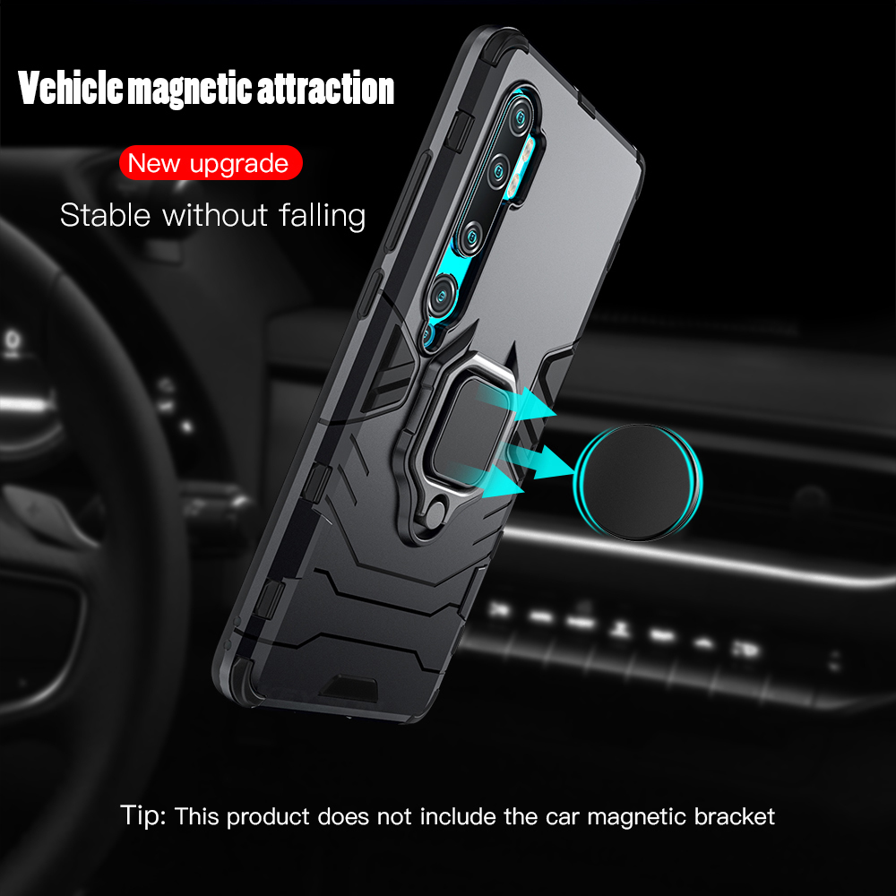Coque Bumper Xiaomi Mi 10 Lite Avec Anneau Support Magnétique - Protection Robuste, Charge Qi
