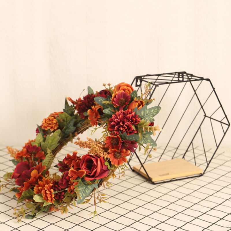 Thanksgiving Crimson Rose Decoratie Krans Halloween Kerst Herfst Decoratie Festival Unieke Deur Opknoping Hanger