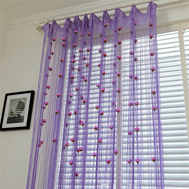 4 kleuren DIY Romantische Rozen Stijl Gordijnen 100x200 cm Decoratieve Gordijn voor Woonkamer Raam Slaapkamer Thuis Bloemen cortinas