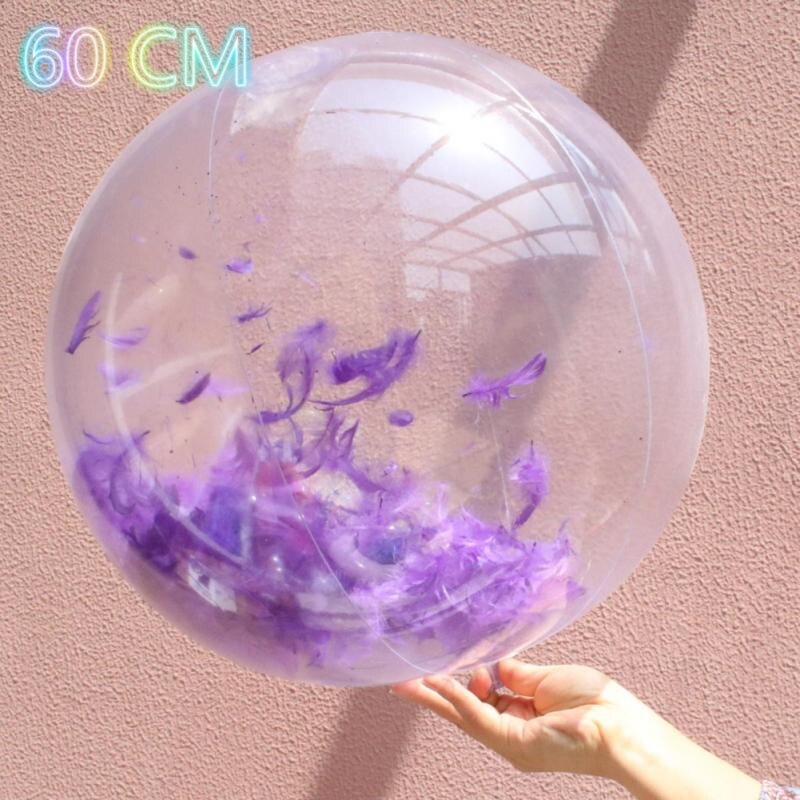 Summer Party Swimming Beach Ball Transparent Flash PVC Inflatable Color Sequins Feather Family Interaction Ball: 07 60cm