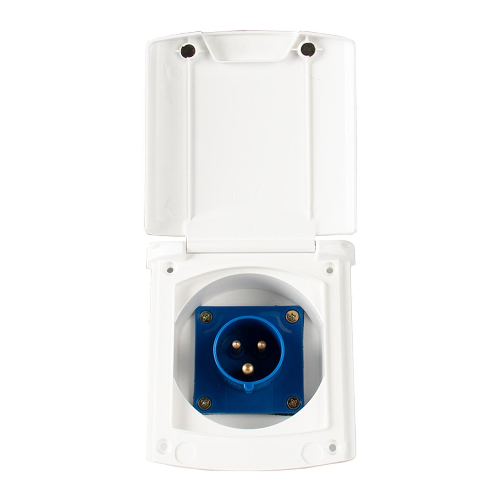 16A RV External Power Plug and Socket IP44 Waterproof Electrical Weatherproof Wall Outlets Fit for Outdoor Vacation Travel