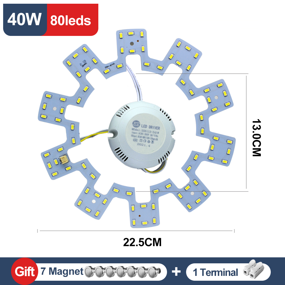 Módulo LED de 220V, Panel LED de anillo, 12W, 15W, 18W, 24W, 30W, 36W, 40W, 50W, Kit de luz LED de repuesto para luces de ventilador de techo: Oro