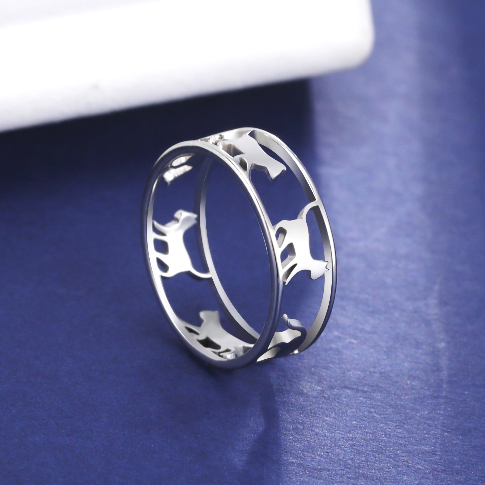 Skyrim – bagues chats marchants en acier inoxydable pour femmes, anneau chaton mignon, tendance 2025, bijoux animaux, d'anniversaire pour amoureux et amis