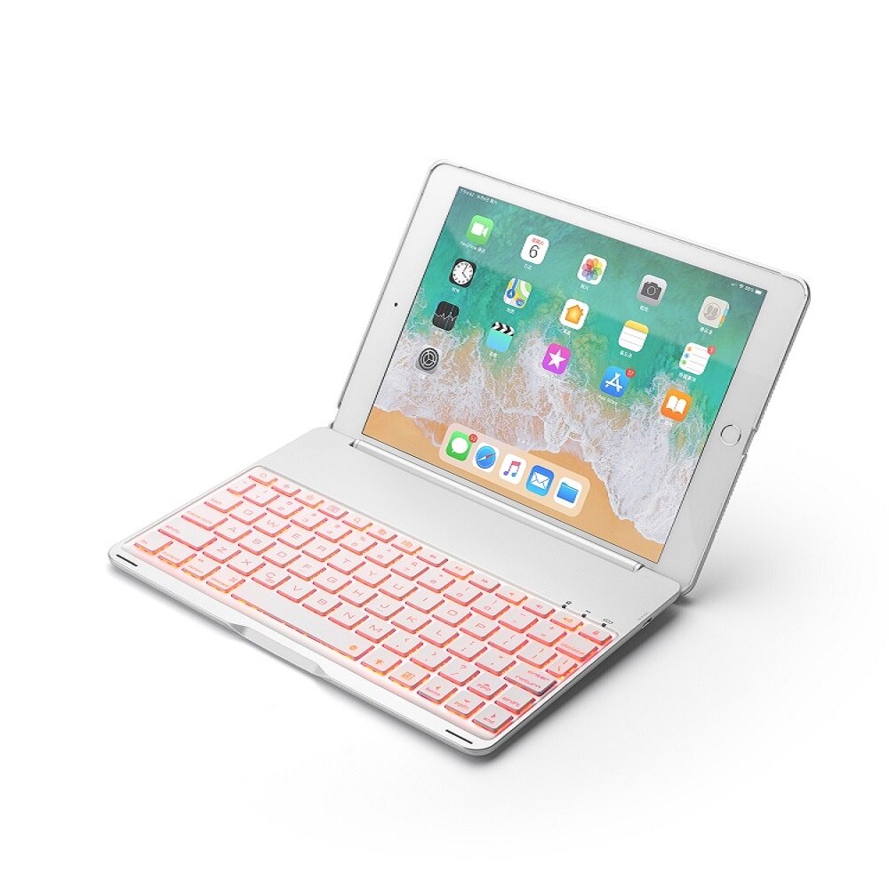 F8S F8AS F8S Pro Aluminum Alloy Colorful Backlight Bluetooth Keyboard Case with Folding Cover For iPad: F8AS Pink