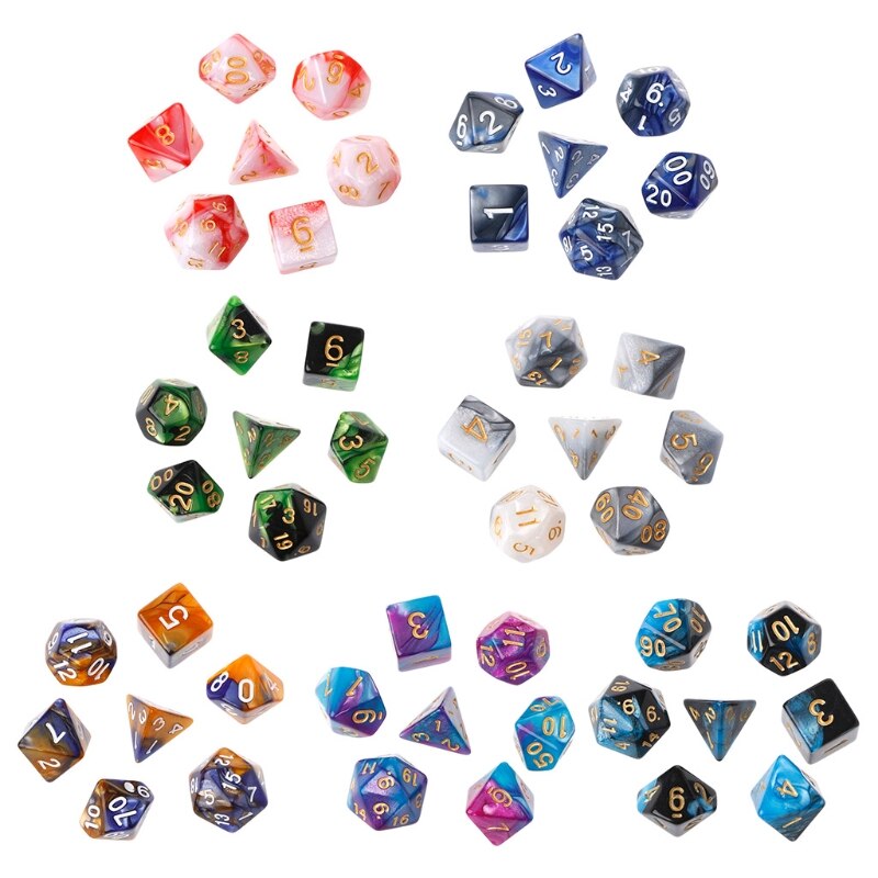 Spedizione gratuita 7 pz/set acrilico poliedrico dadi per TRPG gioco da tavolo D4-D20 ma28 21 all&#39;ingrosso