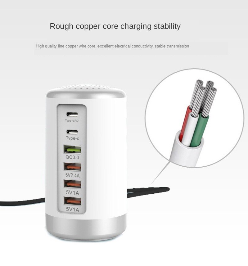 LAMJAD 6 Ports USB Car Charger QC3.0 Fast Charging Phone Charger 65W 2.1A Multi USB Socket for iPhone Android Samsung