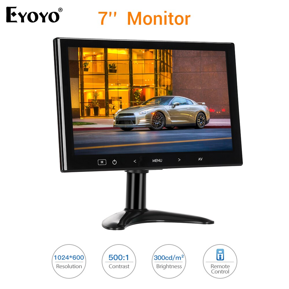 Eyoyo – écran LCD EM07L de 7 pouces 1024x600, HDMI, VGA, AV, pour ordinateur, PC, TV, pour voiture, bureau, sécurité à domicile, 12V