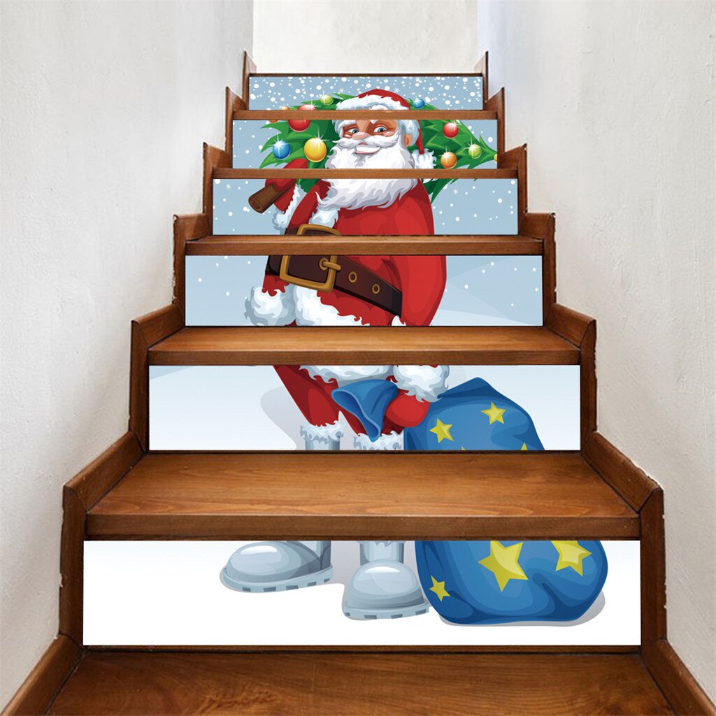 productos populares Navidad 3D simulación escalera pegatina impermeable pared pegatina DIY decoración del hogar herramienta de H