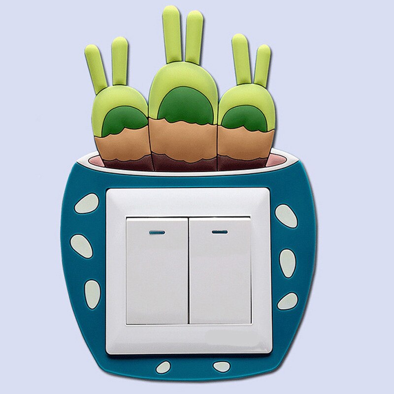 3D Light Switch Luminous Stickers Wall Stickers Switch Cover Socket Protector Wall Self-Adhesive Decor For Home Room Decoration