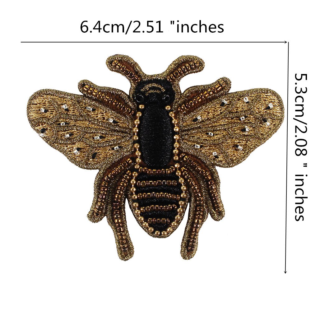 Nieuw! Borduren Kralen Bee Applique Naaien Patch Voor Tassen Schoenen Badge Diy Kleding Versierd B326: H