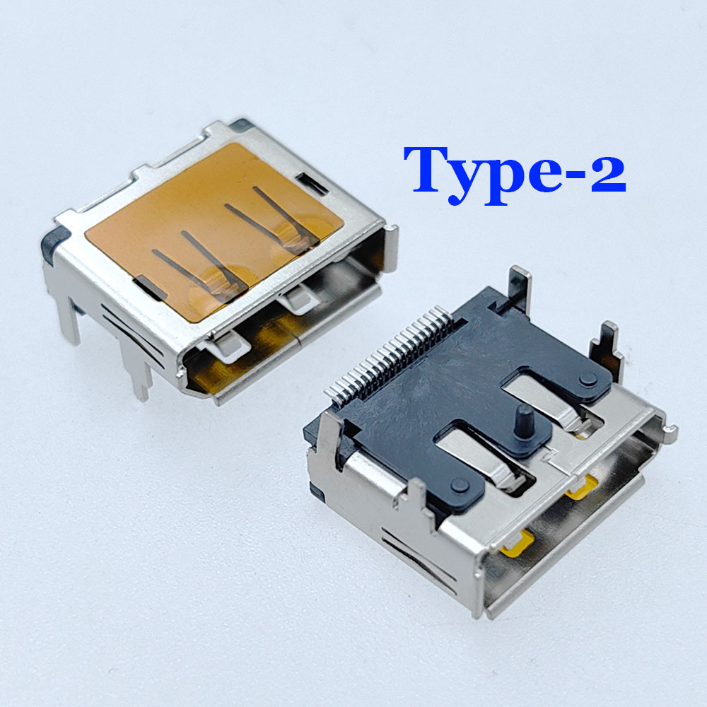 Connecteur petde prise SMD femelle HDMI, prise de port d'affichage, résistant à 90, partenaires de trou de vis, trous de vis, 20 broches: Gris foncé / 5-9 Pcs
