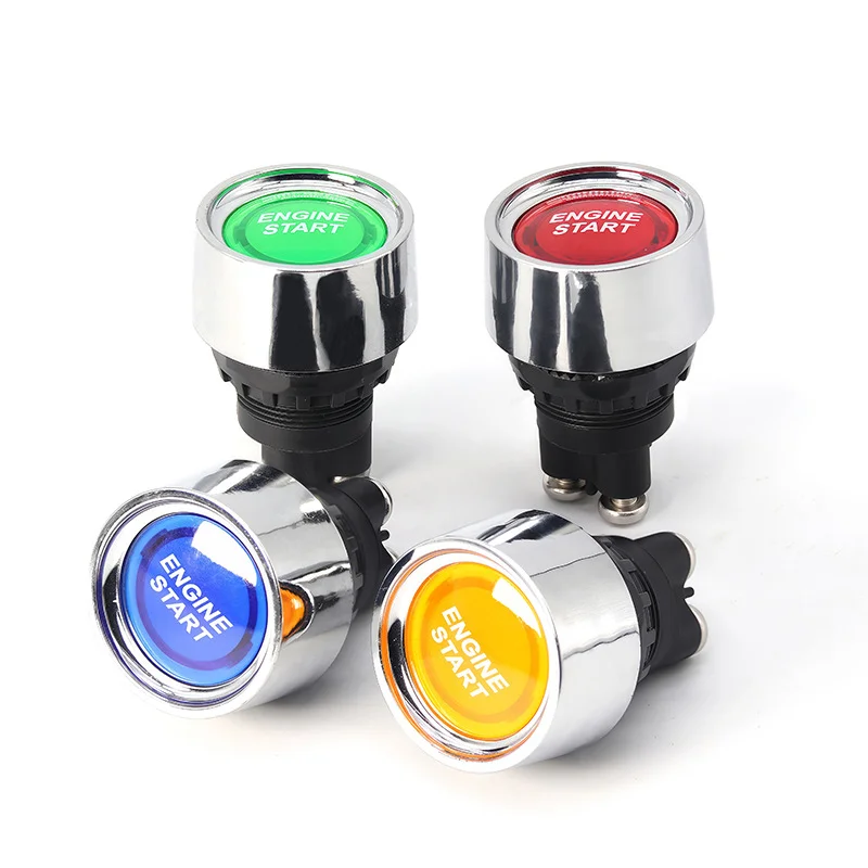 Interruptor de arranque de motor de coche, 12V, 50A, 3 pines, SPST, botón pulsador momentáneo sin llave, interruptores de arranque ON OFF para coches, RV marino, 1 ud.