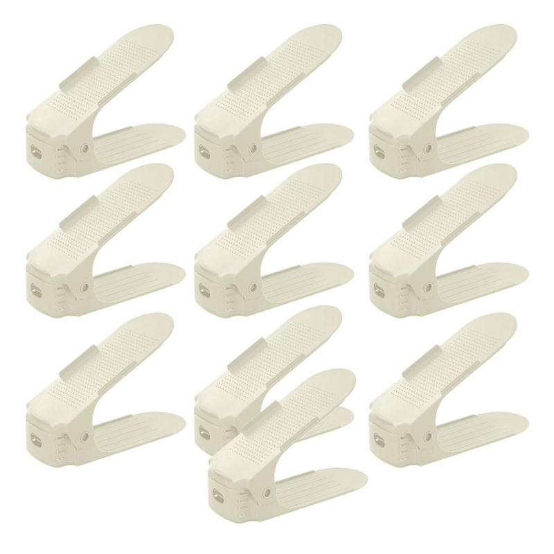 1/5/10 stuks duurzame verstelbare schoenenorganizer, schoenenrek, ruimtebesparende kast, dubbele schoenenrek voor in de woonkamer: 10 stuks beige