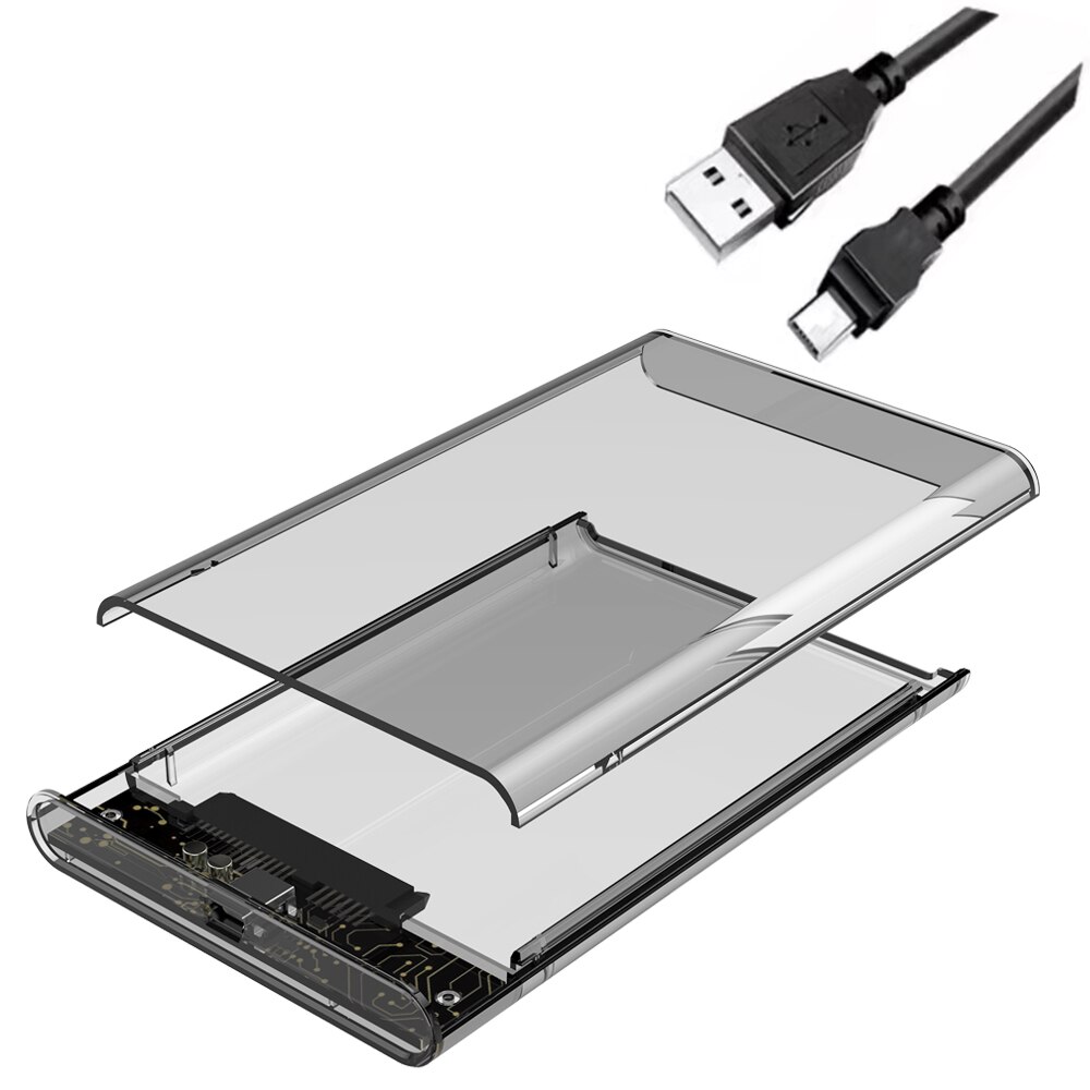 Usb 3.0/2.0 2.5Inch Hdd Ssd Case Sata Externe Behuizing Opslag Harde Schijf Mobiele Harddisk Box Otg ondersteuning 8Tb Draagbare: USB 2.0 space gray