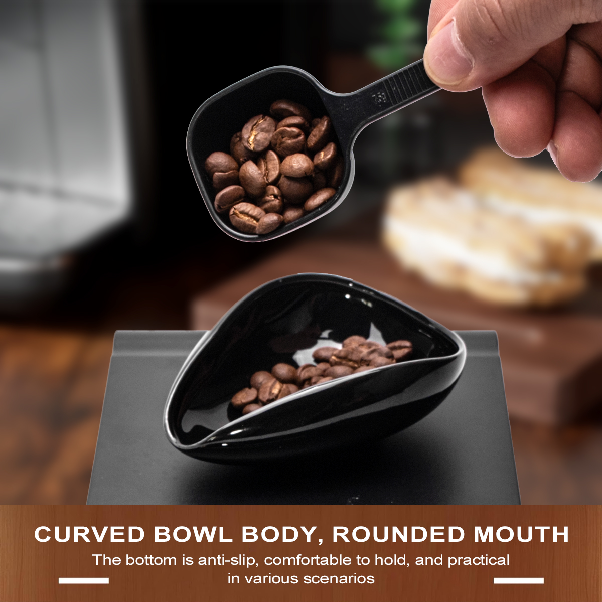 Leeseph Juego de cucharas y tazas dosificadores de granos de café, kit de bandeja medidora de recipiente dosificador de cerámica para café o té, accesorios para café expreso