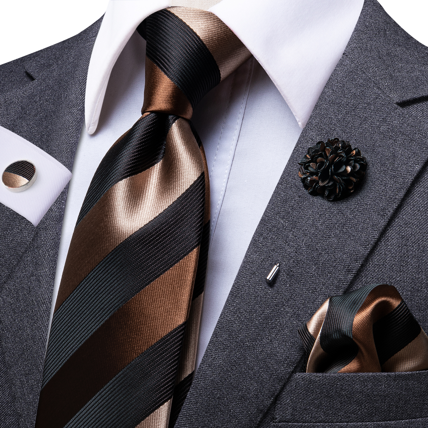 Corbata de negocios de seda azul claro liso para hombre, corbata de de alta corbata de lujo de 8,5 cm, broche de gemelos, corbata de boda para hombre 2023: Gris