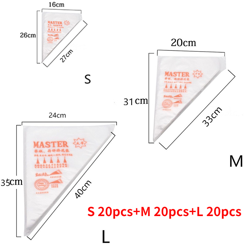 100/50/20 PCS Disposable Pastry Bag S/M/L Confectionery Bags Cake Cream Icing Fondant Decorating Kitchen Baking Piping Bag Tools: Blue