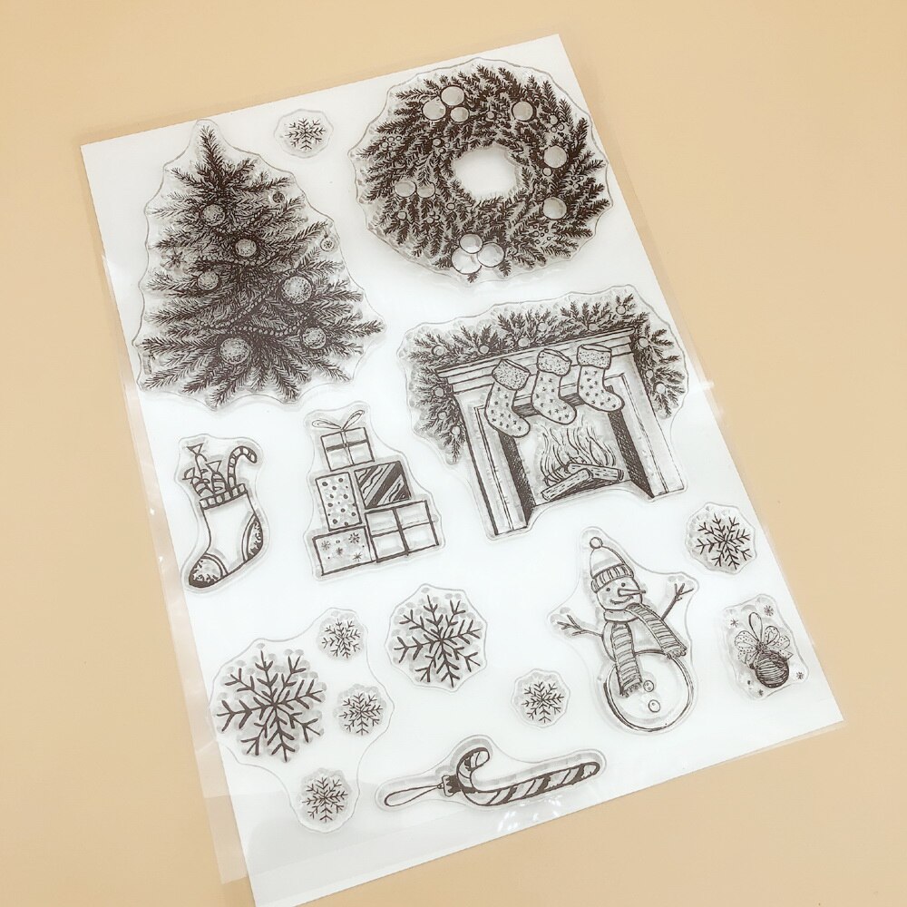 CLEAR STAMPS Christmas Wreath Tree Scrapbooking Handmade Card Album Paper Craft Rubber Transparent Silicon AlinaCraft