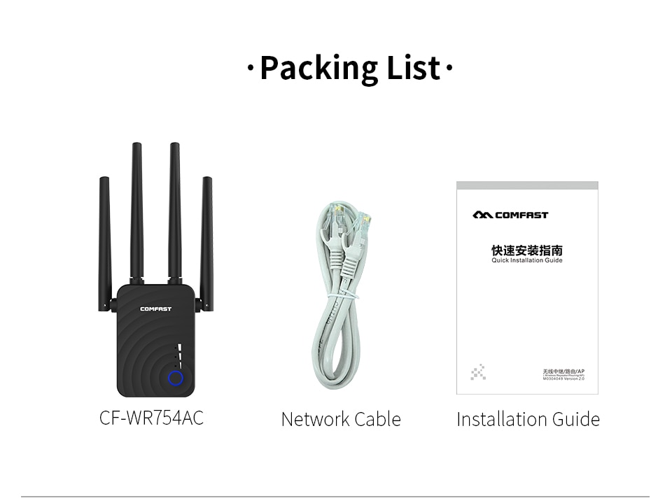 COMFAST CF-1200Mbps Casa Extender Wireless Router Wifi Ripetitore 5Ghz Lungo Wifi Range Extender Booster 4 * 2dbi Antenna CF-WR754AC