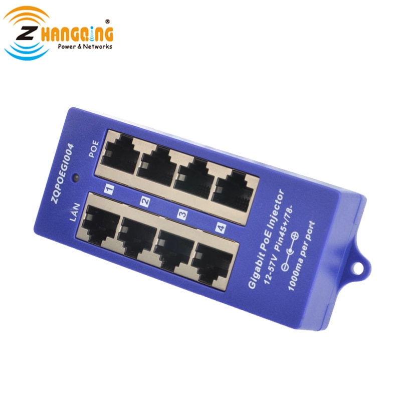 Mode B Security 4 port Gigabit Passive PoE Injector 802.3af For MicroTik, Ubiquiti, IP Camera PoE devices