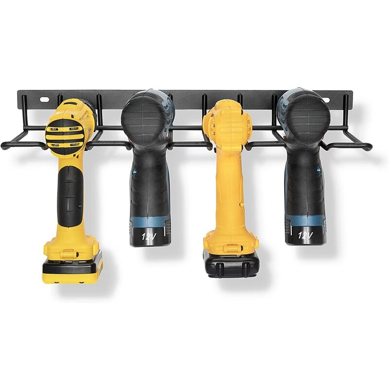 Lot de 2 organiseurs d'outils électriques, support mural pour 8 perceuses, 3 couches en métal robuste, étagères utilitaires robustes, étagères à outils avec station de charge – Métal – Taille L