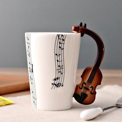 Teemukit musiikki kitara keraaminen muki kahvikuppi kahvalla mukit kahvikupit canecas tazas matkapullo: 3