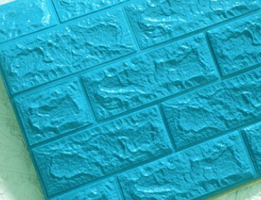 Paneles de imitación de ladrillo para pared 3D, autoadhesivo de pared grande, impermeable, espuma PE, hogar, dormitorio, sala de estar, cocina, TV, fondo: Azul