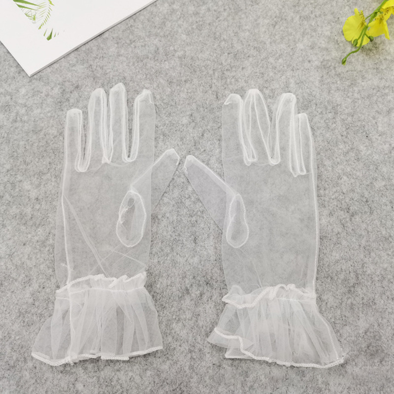 Gloves for Women Dress Sheer Mesh Gloves Sexy Thin Elbow Long Gloves Wedding Full Finger Anti-UV Cycling Driving Mittens: Ivory