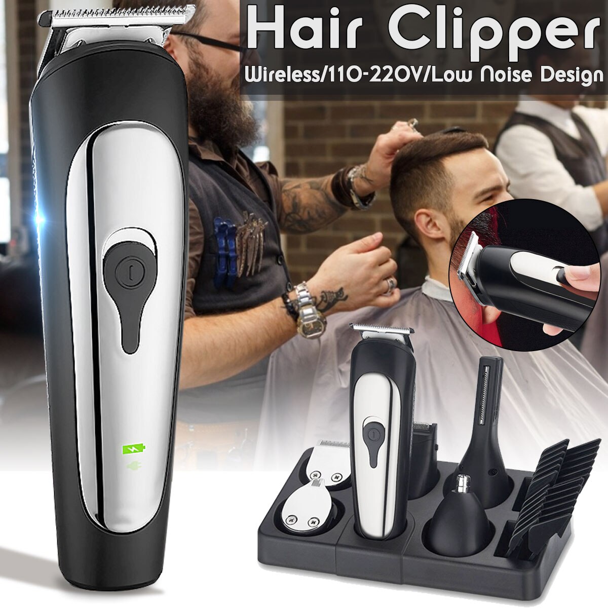 Hair Trimmer Wireless Electric Hair Clipper Ear Nose Hair Remover Men Beard Shaver Razor Rechargeable Hair Cutter
