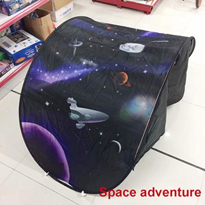 Children Fantasy Dream Tents Dinosaur Island Space Foldable Bed Tents Camping Hiking Christmas with led lights: Blue