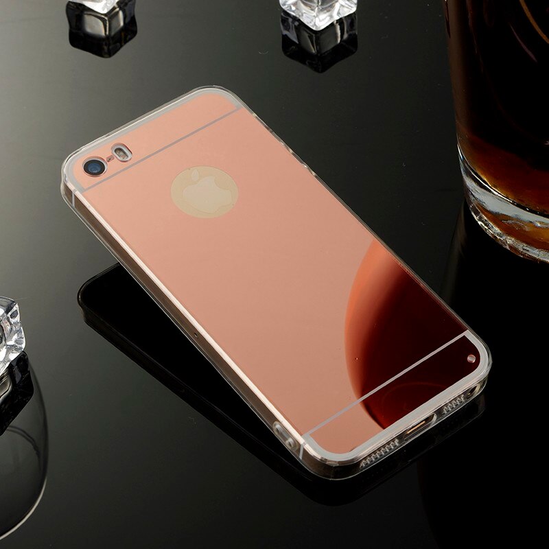 Luxus Spiegel Soft Clear TPU Fall Für iPhone 7 7Plus & iPhone 6 6 Plus 5se 5s 5 4 4s Abdeckung Zurück Fälle: For iPhone 7 / Rose