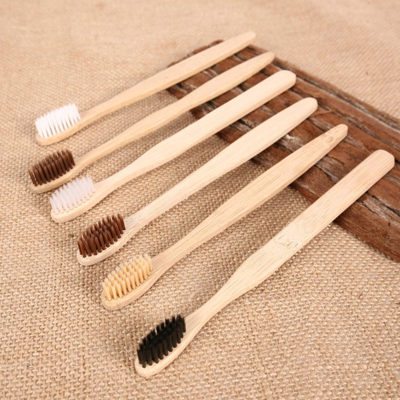 10pcs/set Environmental Bamboo Charcoal Toothbrush For Oral Health Low Carbon Medium Soft Bristle Wood Handle Toothbrush