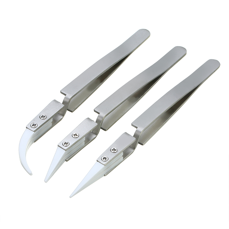 Straight Aimed Ceramic Tweezers for Electronics Soldering with
