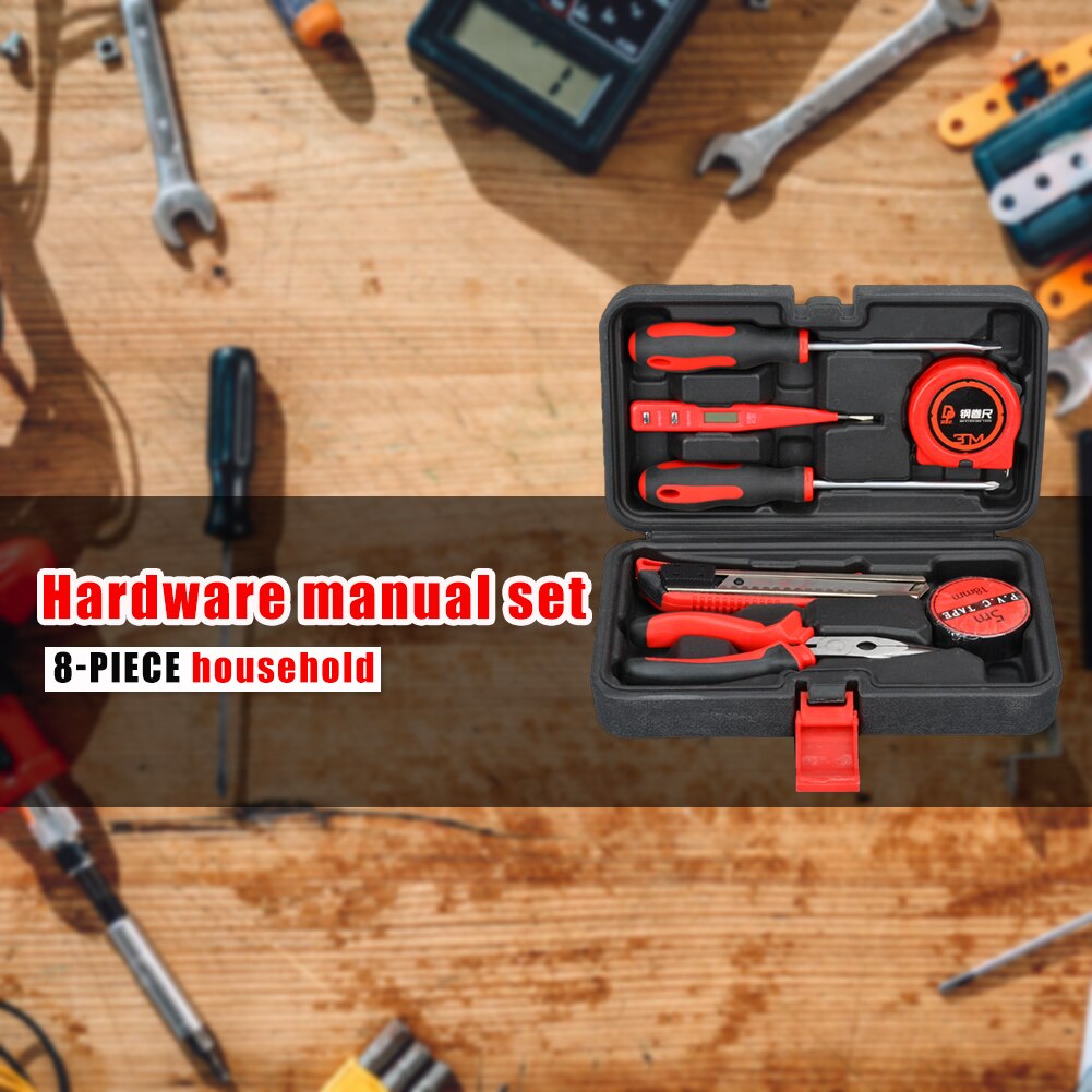 8pcs Useful Household Car Auto Repair Tool Set Combination Package Hand Tool Batch Head Ratchet Pawl Socket Spanner Wrench Box