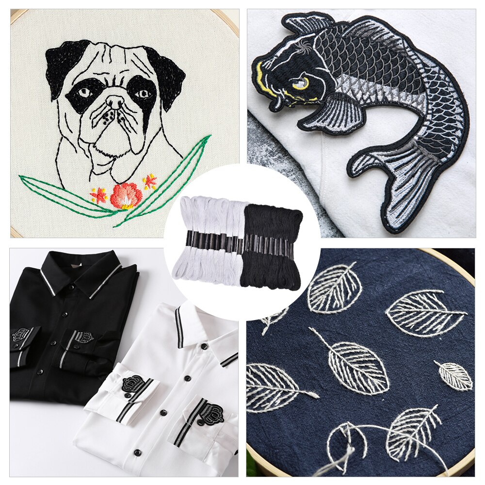 20 Uds. De madejas para bordado de hilo, punto de cruz blanco y negro, para coser a mano, accesorio de costura artesanal