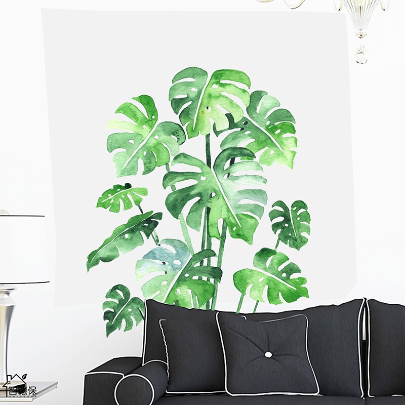 Kreatywna zielona ściana roślin naklejki tło ściana powrót liść salon dekoracja wnętrz naklejki ścienne
