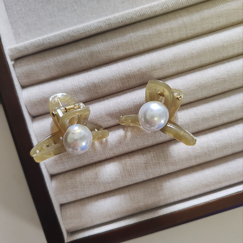 2 pinzas en forma de garra para el pelo de 4,5 cm con perlas sólidas, abrazaderas para niñas, mujeres, niños, para niños, accesorios para el cabello, diadema de cangrejo: Verde negro