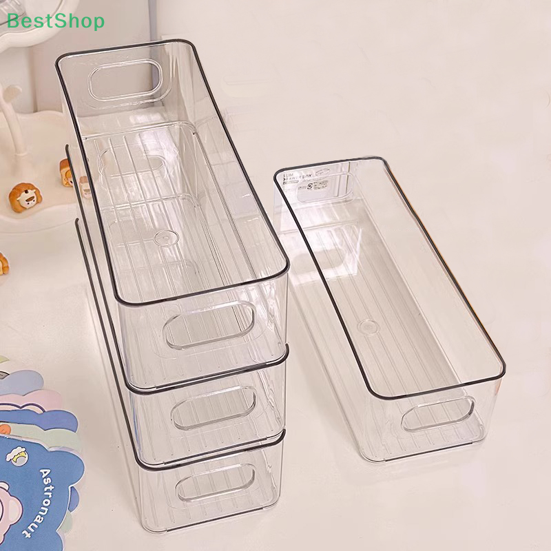 Contenedores organizadores para refrigerador, estante de almacenamiento de alimentos de plástico transparente apilable con asas, caja de almacenamiento de pestañas, organizador de maquillaje, 1 ud.