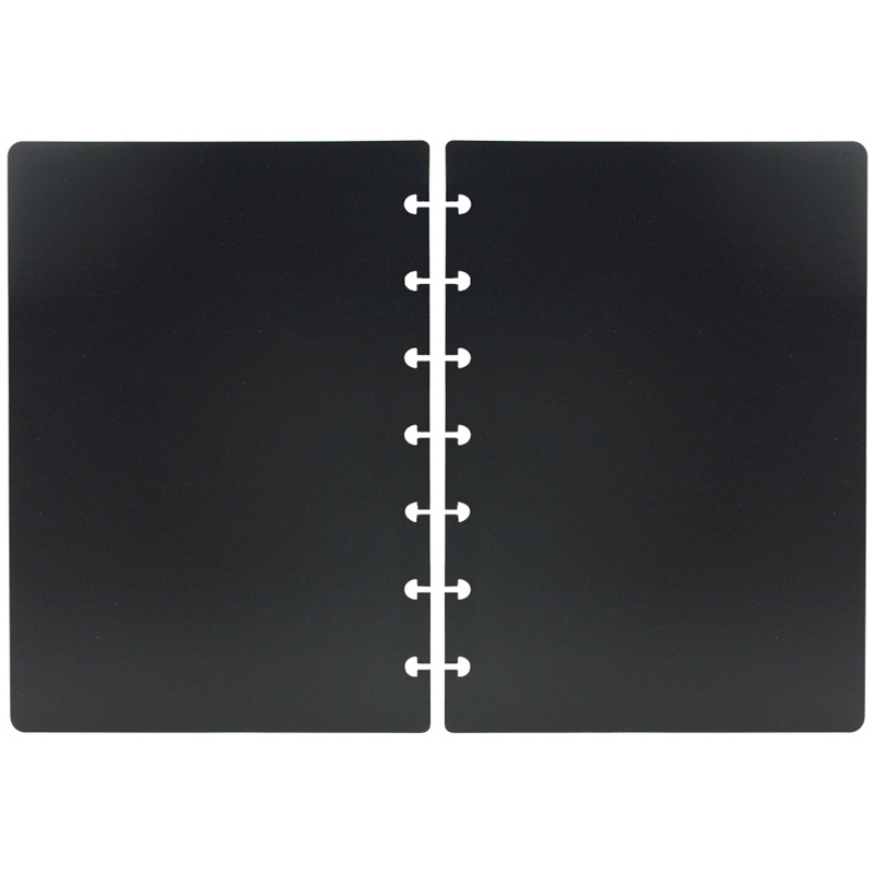 2 Sheets Multiple Sizes Loose-leaf Refill Notebook Cover Mushroom Hole Notebook Cover Binder Shell Simplicity Frosted PP Folder: Black / B6