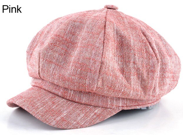 Kvinders ottekantede hat nyhedsdreng bomuld og linned blandet baret efterår og vinter hatte til kvinder populær afslappet hue: Lyserød