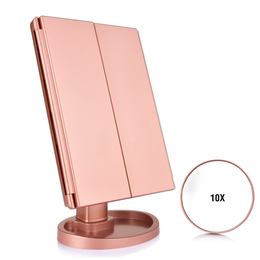 22 Led Light Touch Screen Make-Up Spiegel 10X Vergrootglas Compacte Spiegel Flexibele Cosmetica Spiegels