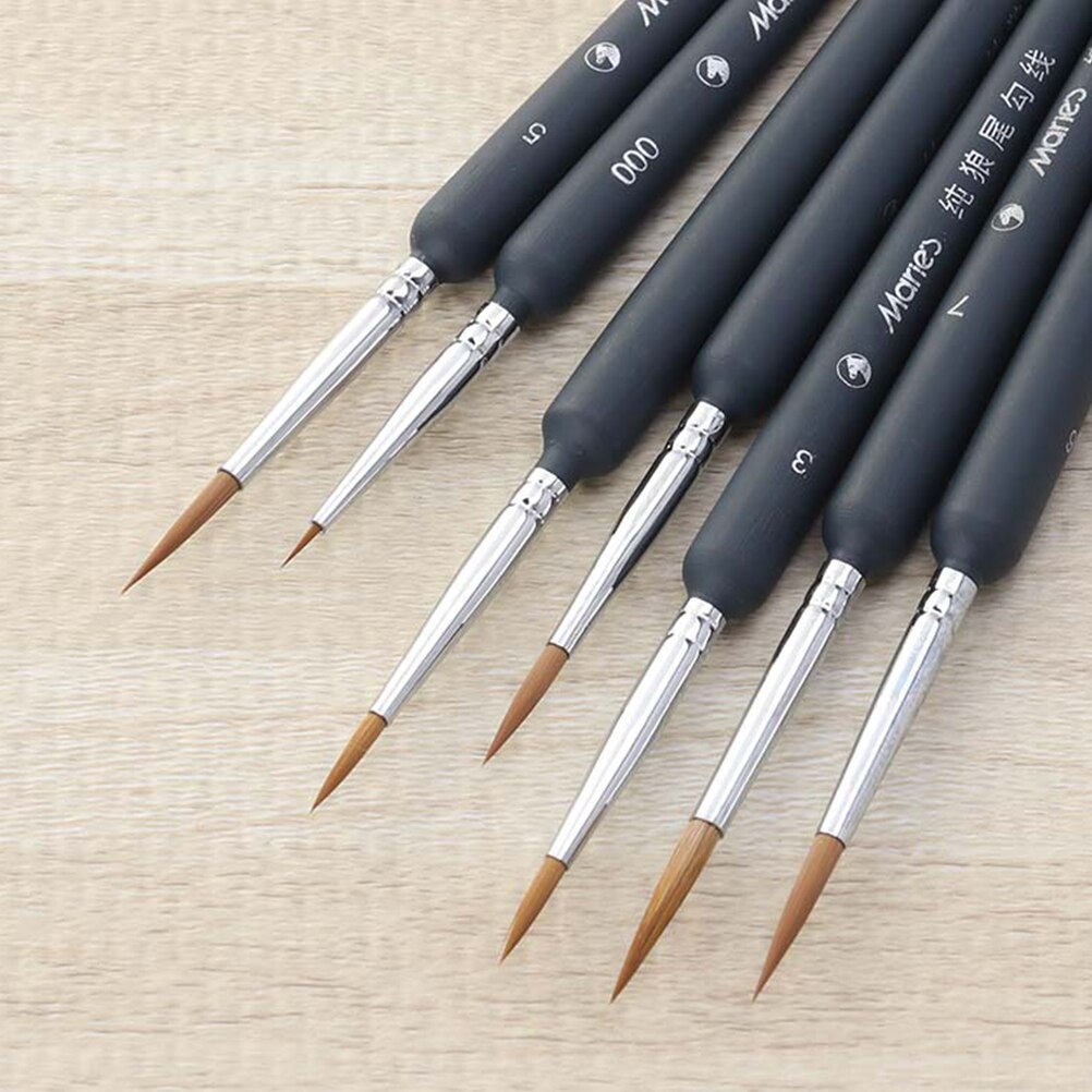 9Pcs Professionele Haak Lijn Fijne Wolf Fijne Tip Detail Art Kwast Set Fijne Detaillering Schilderij Tekening Olie Art verf Levert