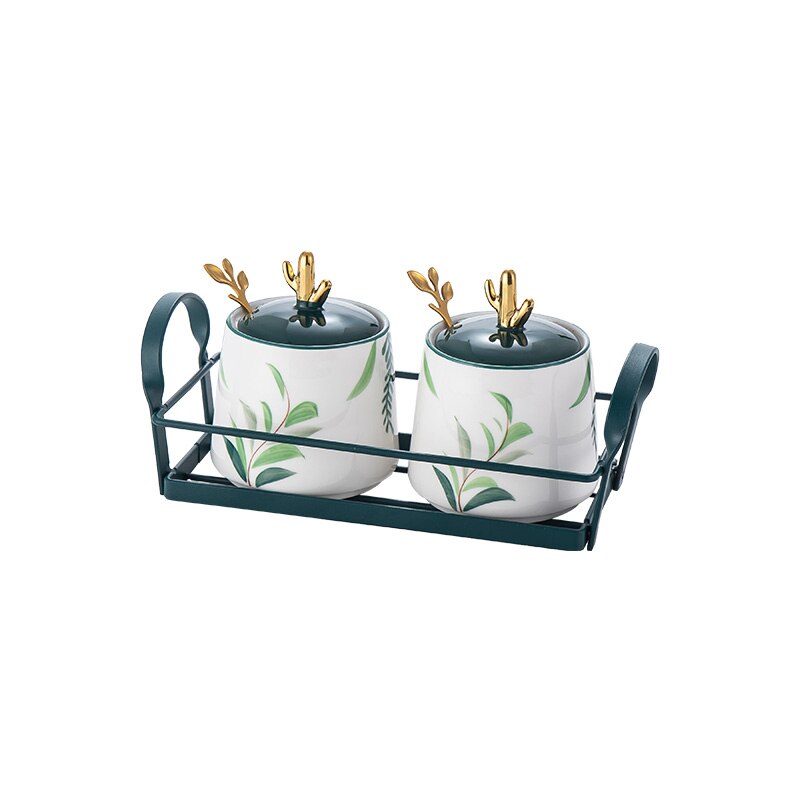 Japanse keramische kruidenpot (set van 3 stuks) zout suiker peper kruidenpot keuken sauspotten rek opbergfles organizer doos: 2 foto's-lysl