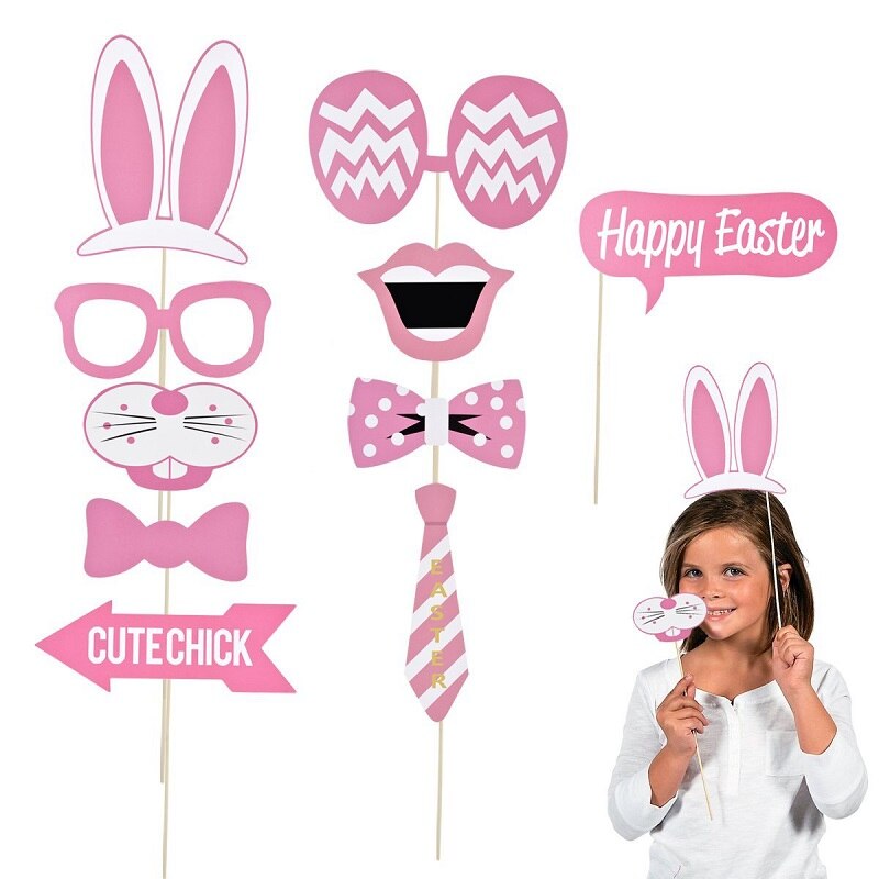 Easter Photo Booth Props Egg Rabbit Mask Glasses Photobooth Props Happy Easter Party Photography Prop Kids Favor