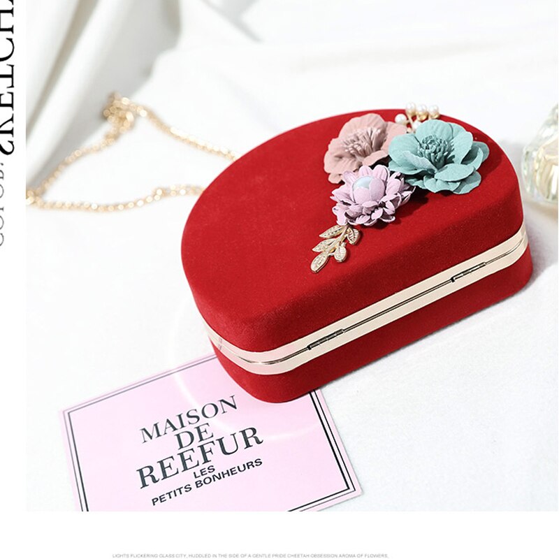 LYKANEFU Vintage Women Evening Bags 3D Flower Frame Day Clutches Chain Shoulder Hand Bags For Party Wedding Purse for Phone